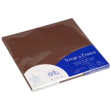 Pack 25 cartes simple Vergé 160x160mm chocolat
