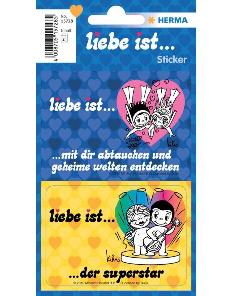 Liebe ist ... stickers with sayings - 2 sheets