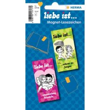 Liebe ist ... Magnetic bookmarks - green-pink