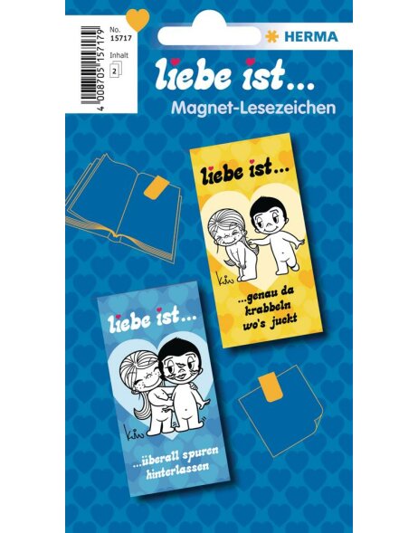 Liebe ist ... Magnetic bookmarks - blue-yellow