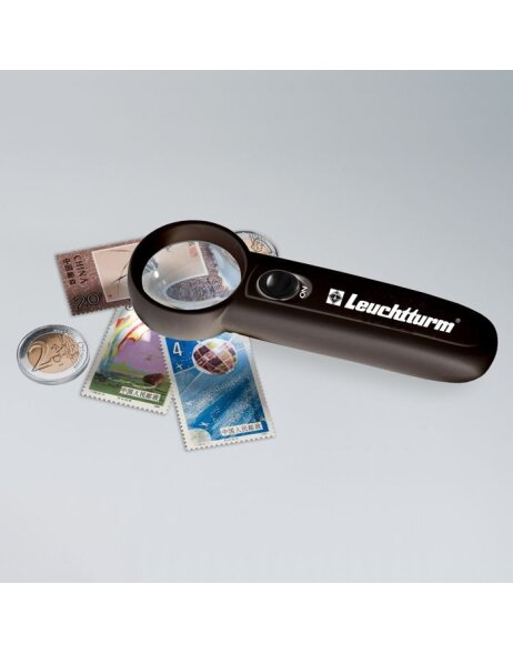Hand magnifier, 6x magnification, with LED lighting