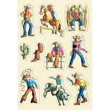 wilde cowboys als pop-up stickers