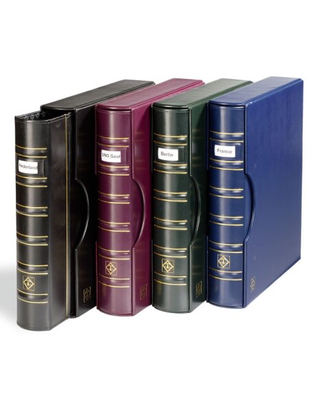 Ring binder grande, signum Classic design with labeling field, incl. slipcase, blue