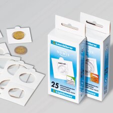 Self-adhesive coin holders, for coins up to 20 mm Ø, pack of 25