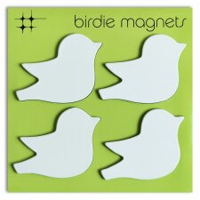 Vinyl magneten vogeltje 4st wit