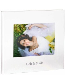 HNFD Hochzeitsgästebuch KOLARA mit Prägung und Bild 23x25 cm 176 weiße Seiten