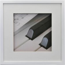 Piano wooden frame 30x30 cm white 3D effect