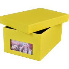 HNFD Boîte à photos Kandra jaune soleil nervuré 700 photos 10x15 cm