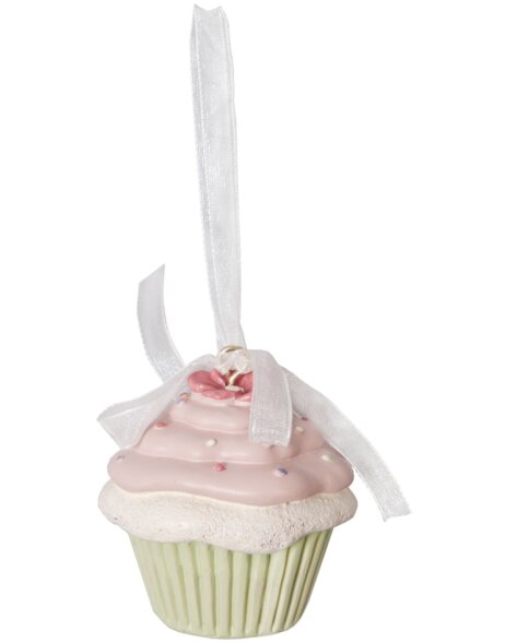 Cupcake D&eacute;coratif rose blanc &Oslash; 5x6 cm
