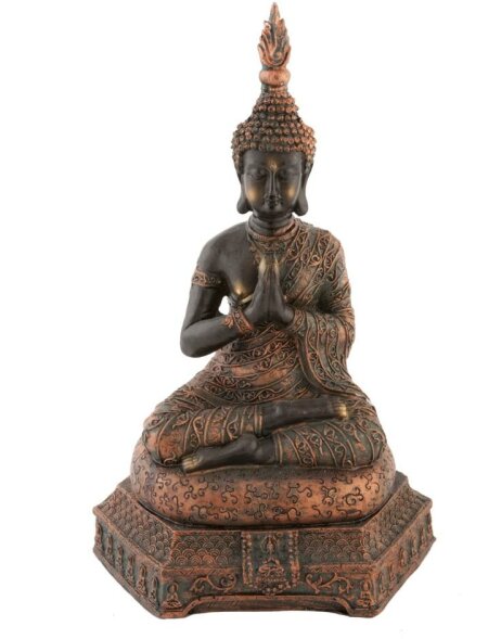 Figurine de Bouddha assise 17x26 cm gris fonc&eacute;