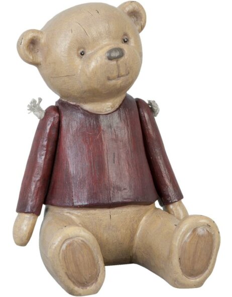 Decorazione figura orso seduto rosso 12x10x16 cm