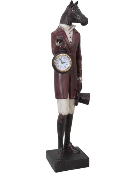 Figurine d&eacute;corative Cheval avec horloge 23x20x48 cm