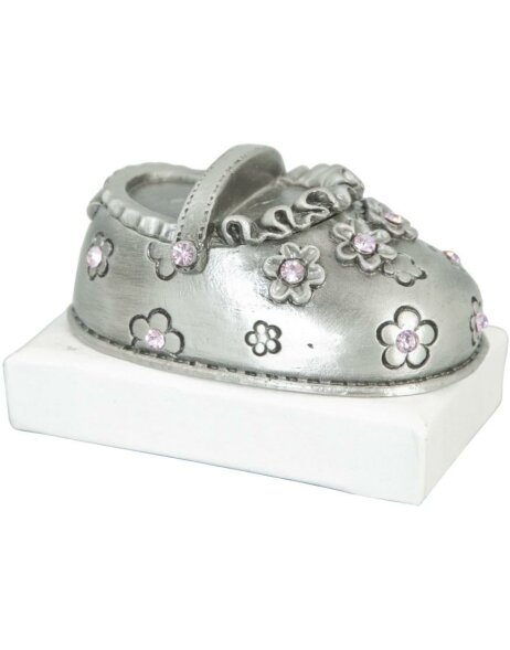 Figurita decorativa zapato de beb&eacute; con flores 5x5x4 cm