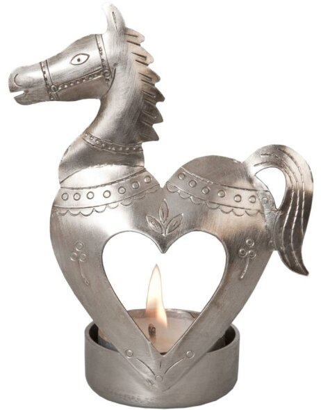 Tea Light Holder 6ZI327 - 9x5x11 cm horse with heart