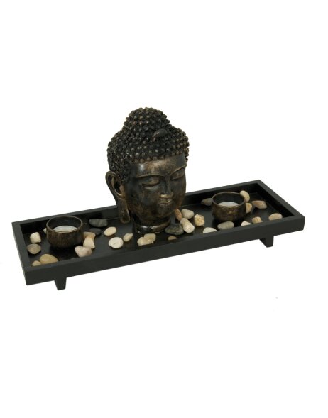 Teelichthalter Buddha mit Platte 13x19x35 cm