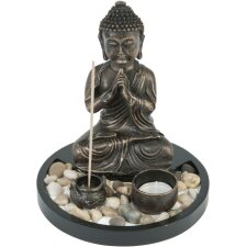 Teelichthalter Buddha mit Räucherkerze Ø 18x20 cm