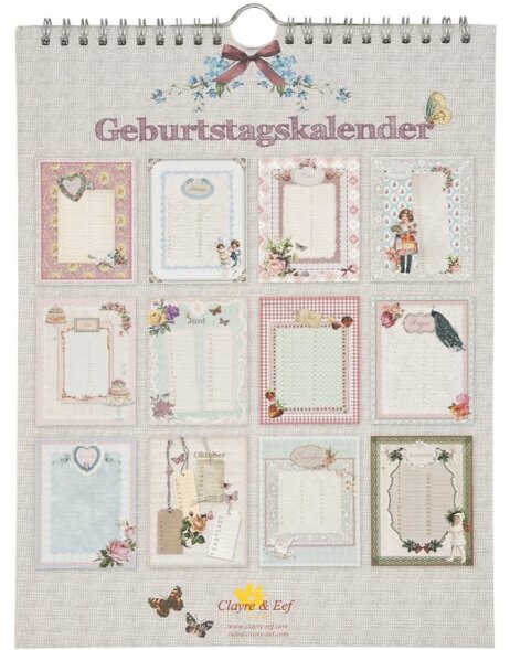 Calendario vintage dei compleanni tedesco