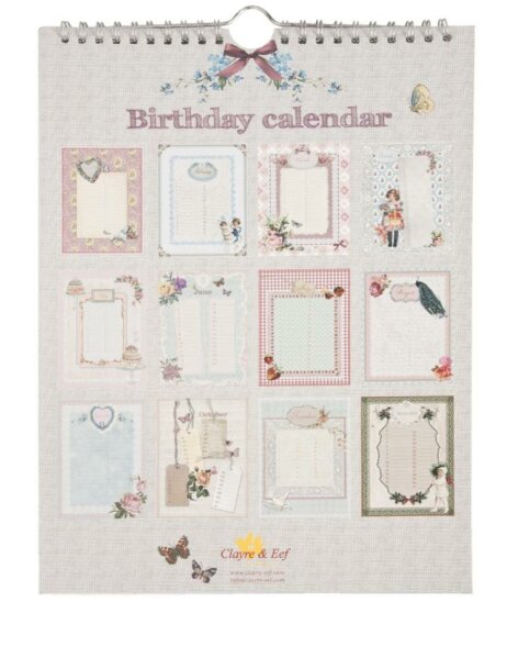 Angielski kalendarz urodzinowy w stylu vintage