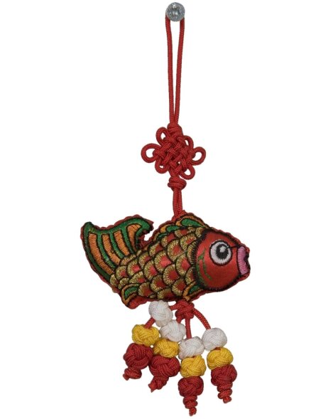 Ciondolo decorativo tessile a forma di pesce 27 cm rosso