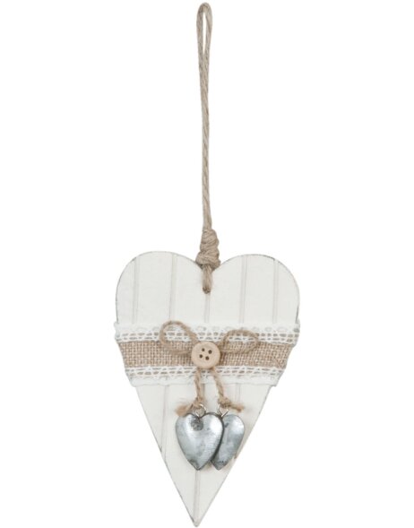 Wooden heart for hanging 8x11 cm white