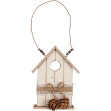 Decorative birdhouse with cones 9x13 cm brown