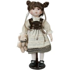 Porzellan Puppe mit Teddybär ca. 40 cm