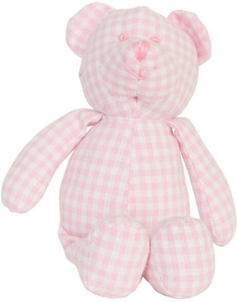 pink plaid soft toy bear 20 cm