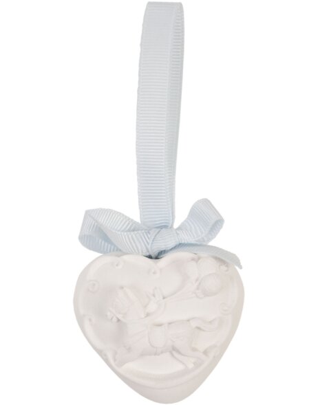 Decorative pendant heart with horse white 5x5 cm