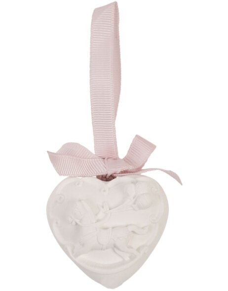 Ciondolo decorativo cuore con cavallo bianco 5x5 cm
