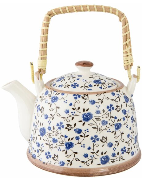 Teapot &Oslash; 14x14 cm Ceramic flowers blue - green