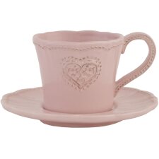 HEART cup and saucer Ø 15x8 cm pink