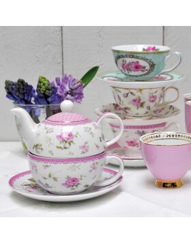 Teekanne mit Tasse und Teller Elegant Rose