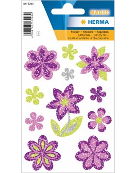 HERMA bunte Sticker Blumen Diamond, glitzernd