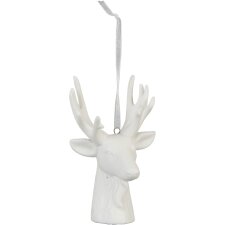 Wisiorek Deco Deer 6x5x11 cm biały