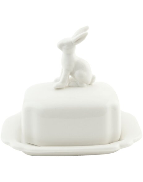 Plato llano para mantequilla Bunny blanco 14x10x10 cm