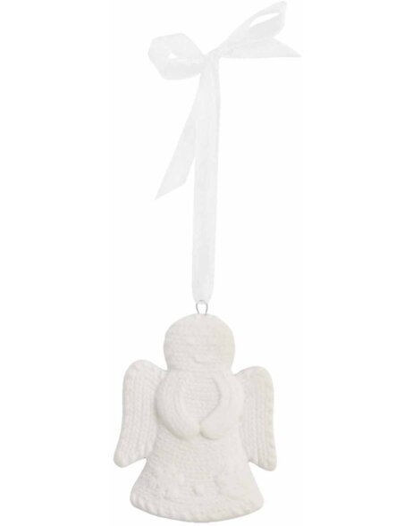 Dekoracyjny anioł wykonany z białej ceramiki 7x6 cm