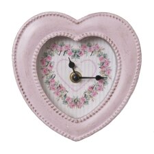 Wall Clock HEART 14x15x5 cm pastel pink