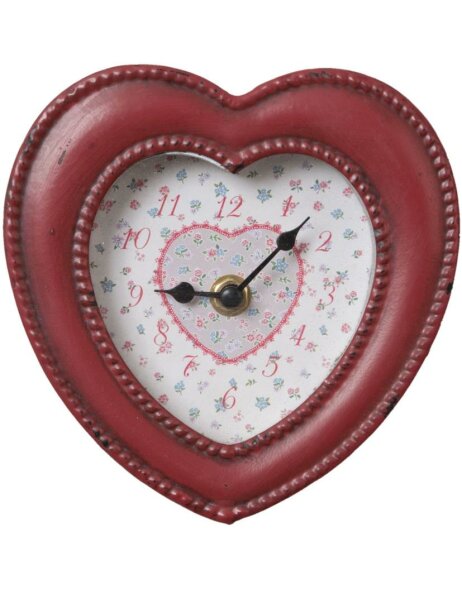 Wall Clock HEART 14x15x5 cm red