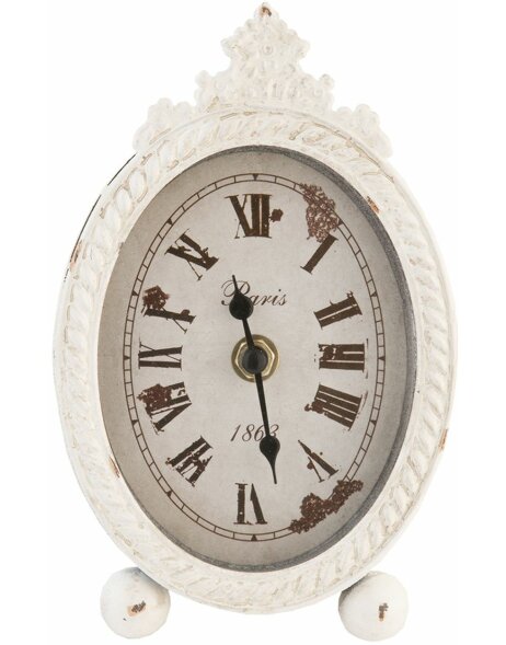 Clayre &amp; Eef 6KL0194 Reloj de sobremesa 11x18 cm Blanco Metal Vidrio