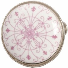 Clayre & Eef 61879 Pomolo per porta Ø 3 cm in ceramica rosa rotonda