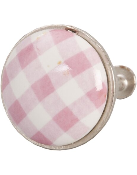 Meubelknop ruitpatroon &oslash; 3 cm roze