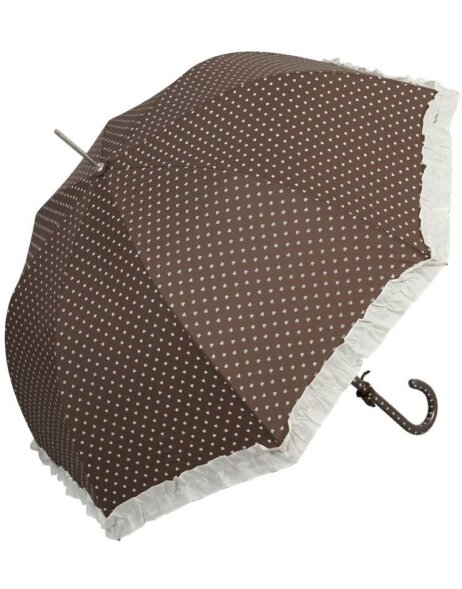Umbrella brown heart white ruffles