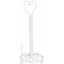 Clayre & Eef Paper towel holder with heart detail Ø 18x39 cm white