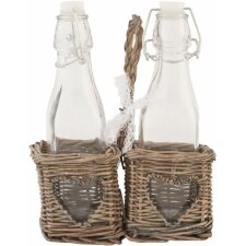 Basket with bottles 15x8x21 cm brown