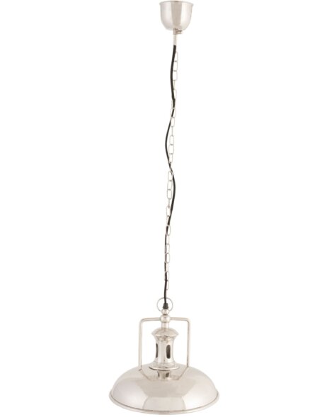 dyskretna lampa wisząca wykonana z metalu w kolorze srebrnym