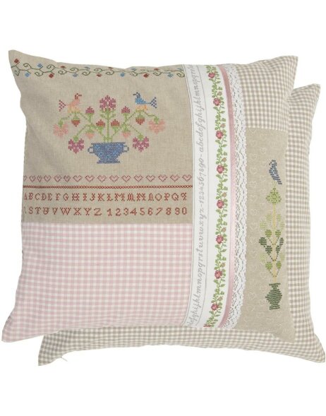 Patchwork cushion embroidery look colorful 50x50 cm
