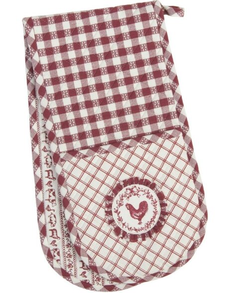 Double Oven Glove Farm 20x80 cm red