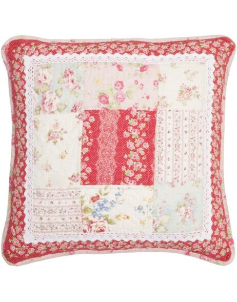 pillow case roses in patchwork style red 50x50 cm