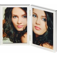 Ramka podwójna Ines na 2 zdjęcia 10x15 cm srebrna