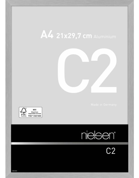 Marco de aluminio Nielsen C2 estructura plata mate 21x29,7 cm Marco para documentos DIN A4
